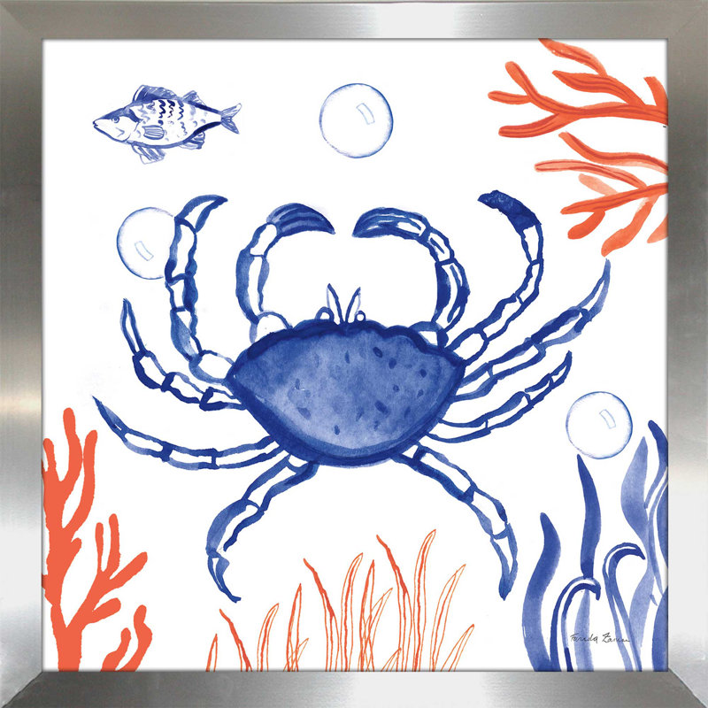 «Coastal Jewels V», reproduction d'aquarelle sur toile, H 25,5 po x l 25,5 po x P 1 po, Encadrement argenté