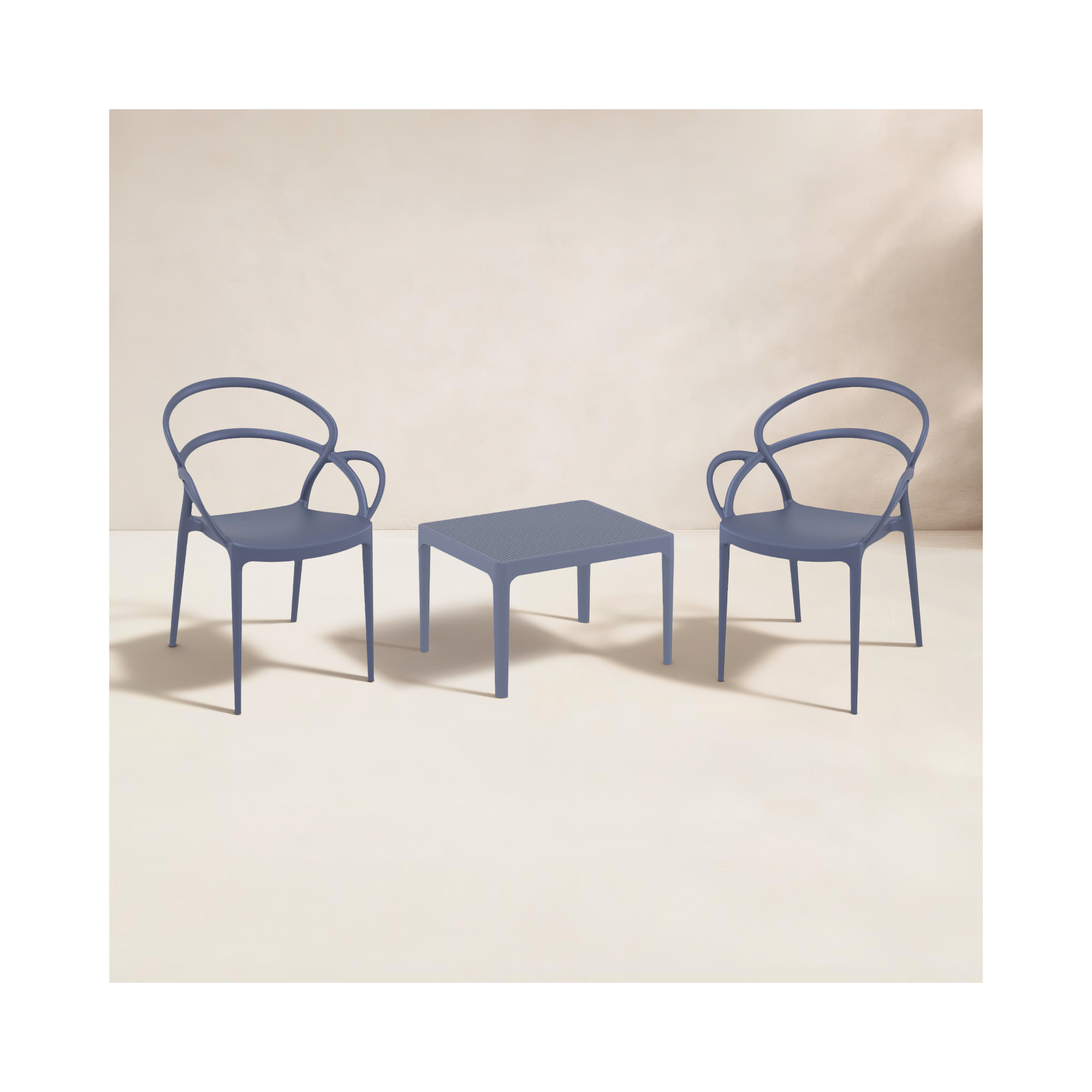 Farrah Mila Armchair 2 Person Seating Set, Dark Gray