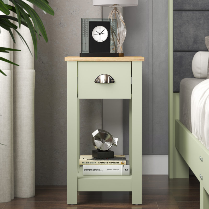 Aabas Bedside Table, Sage Green