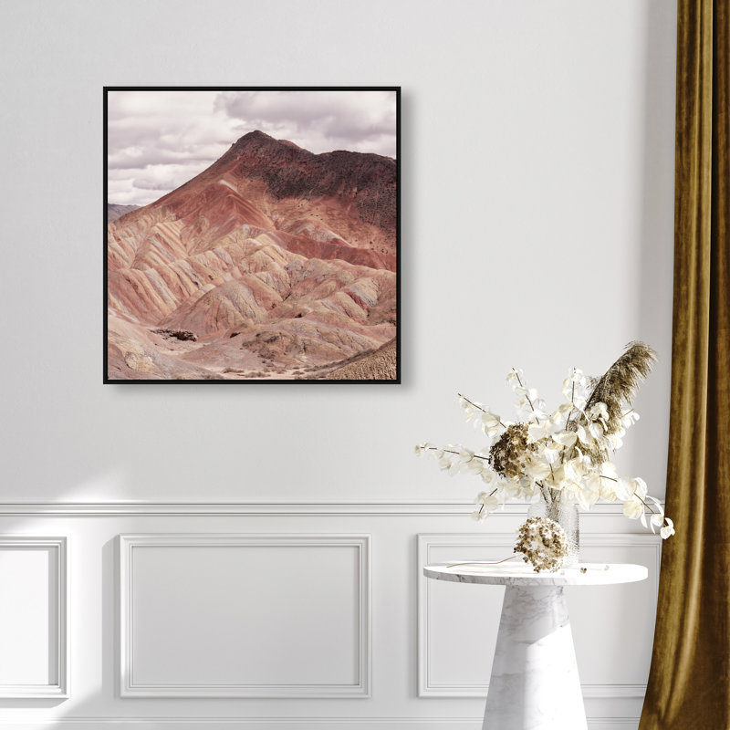 Blush Mountain Print by Oliver Gal, 31" H x 31" W, Black Floater Frame