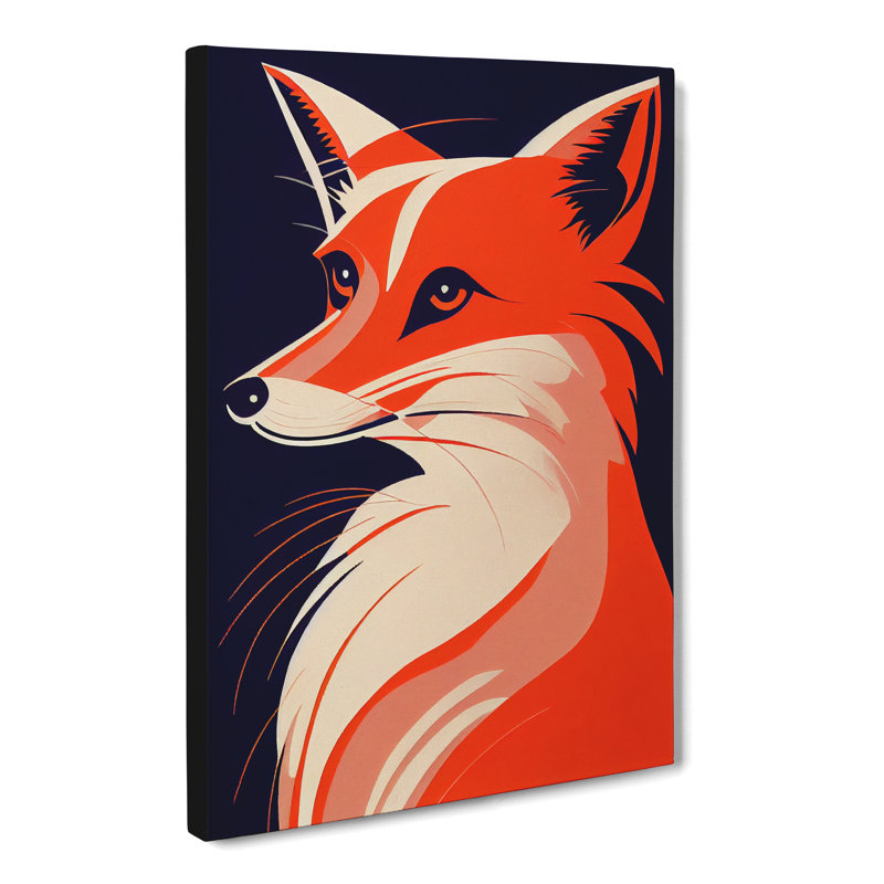 Fox Deco Style - Wrapped Canvas, 60cm H x 40cm W x 3cm D