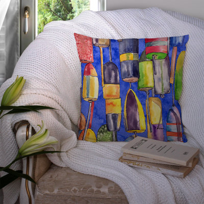 Lobster Blue/Yellow Bouys Indoor/Outdoor Throw Pillow
