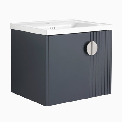 Meuble-lavabo 24 po avec lavabo, pour petite salle de bain, meuble-lavabo avec porte à fermeture en douceur