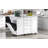 50.7" Kitchen Island with Storage Tilt Trash Can Cabinet and Pull Out Cabinet Organizer, Rolling Kitchen Island on 5 Wheels with Drop Leaf, 2 Drawers, 1Door for Kitchen, Dining Room, White-1297603824