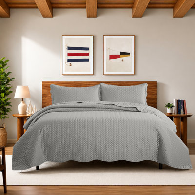 Moonlight's California King Embossed Microfiber Coverlet Set – Lightweight Oversized Beddings, 3-Piece With Matching Shams