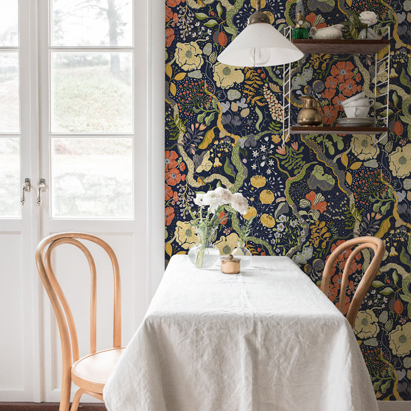 Cahterine 10.05m x 53cm Wallpaper Roll, Blue