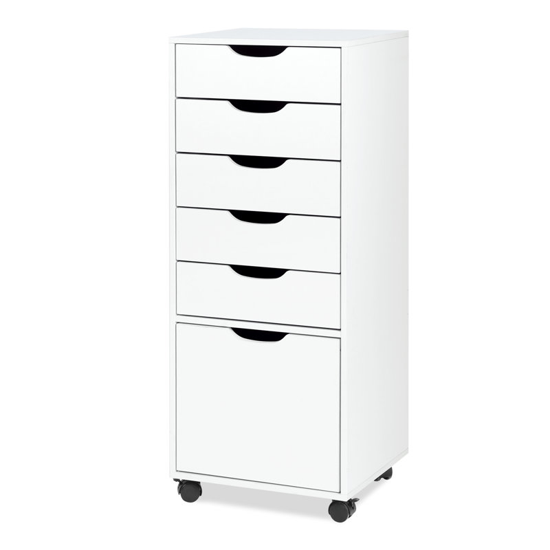 Armoire de rangement de bureau 38 po à 5 tiroirs et 1 porte Pasqualine, Blanc