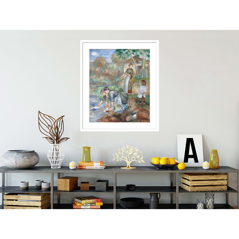 «Washerwomen» par Pierre-Auguste Renoir, impression giclée encadrée, H 38,95 po x l 33,5 po