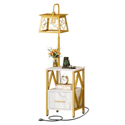 58'' Swing Arm Floor & Table Lamp Set with Outlet