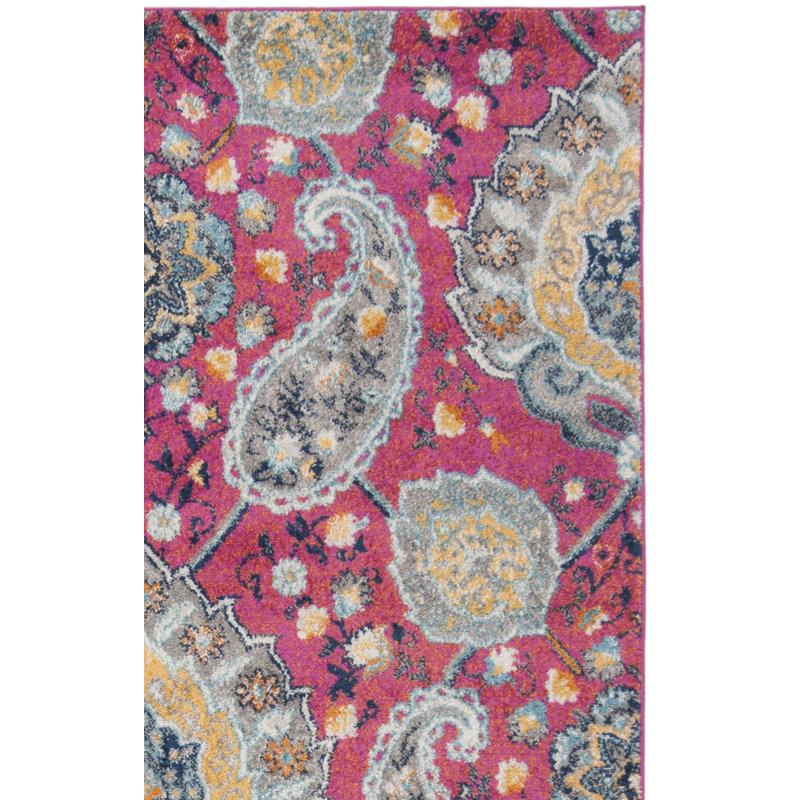 Christa Traditional Flatweave Fuchsia/Gold Area Rug, Rectangle 5'3" x 7'6"