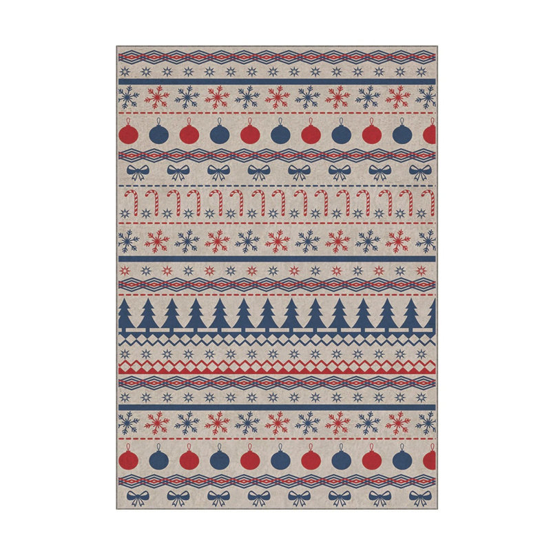 Tapis rectangulaire tissé à la machine en polyester bleu / rouge / blanc Broome, Rectangle 5 pi 11 po x 9 pi 2 po