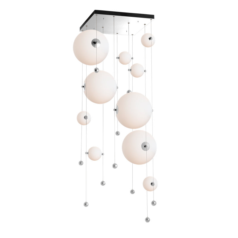 Abacus 10 - Light Cluster Globe LED Pendant, Opal, Sterling