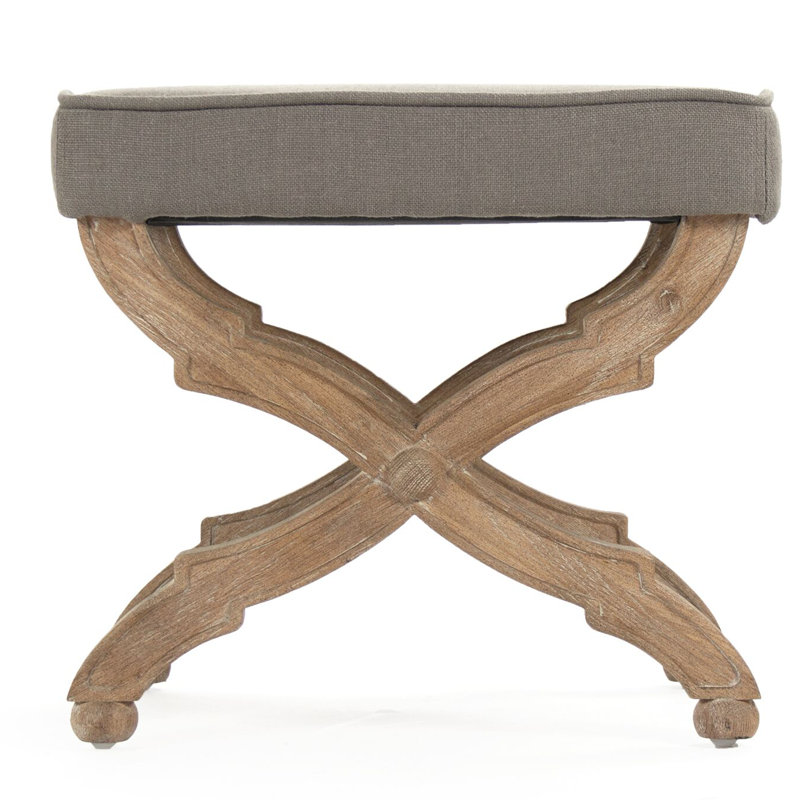 Elof Upholstered Bench, 16" H x 20" W x 18" D, Gray/Brown