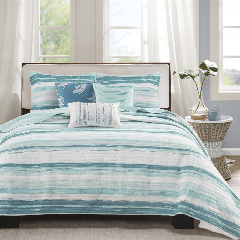 6 pièces de courtepointe imprimée très grand / très grand - bleu pastel et pour une chambre à coucher romantique au lit