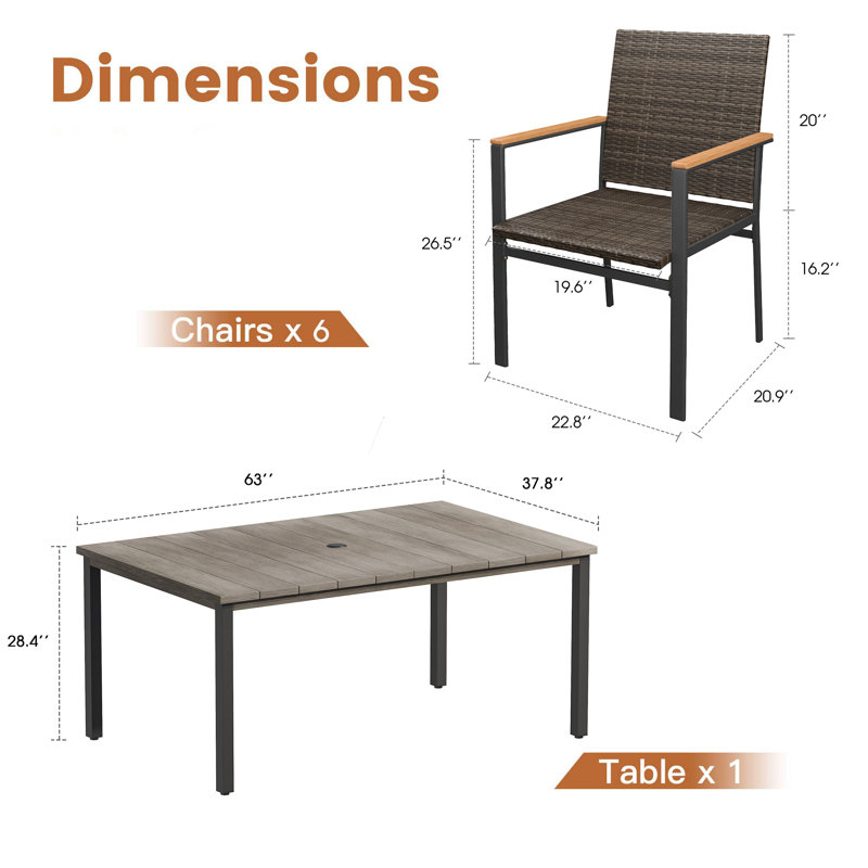 patio dining set, Noir/gris