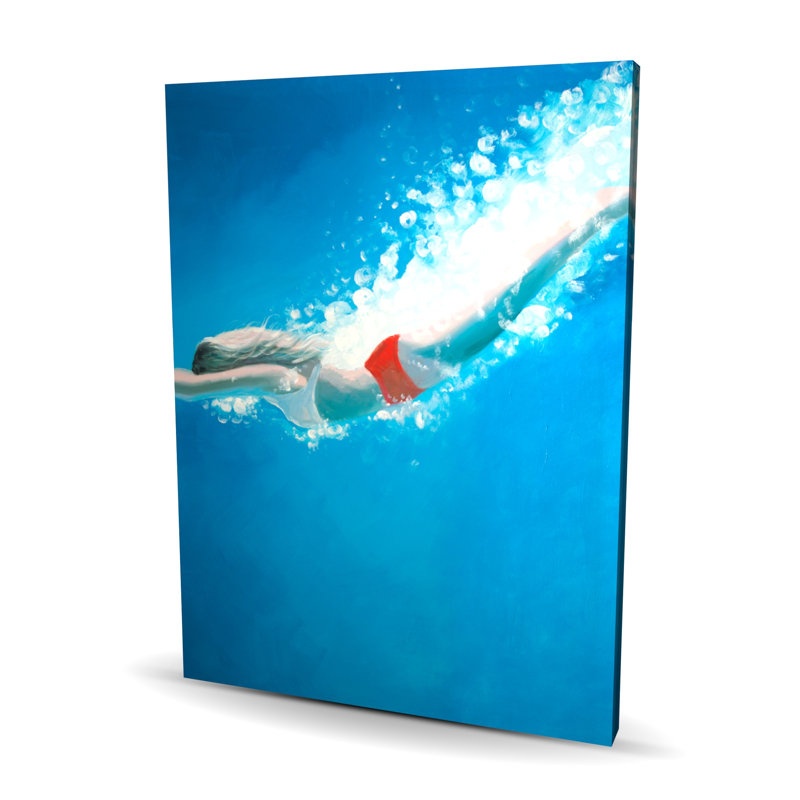 «Diving Jump», art sur toile rouge mer | Accent élégant, H 48 po x l 36 po