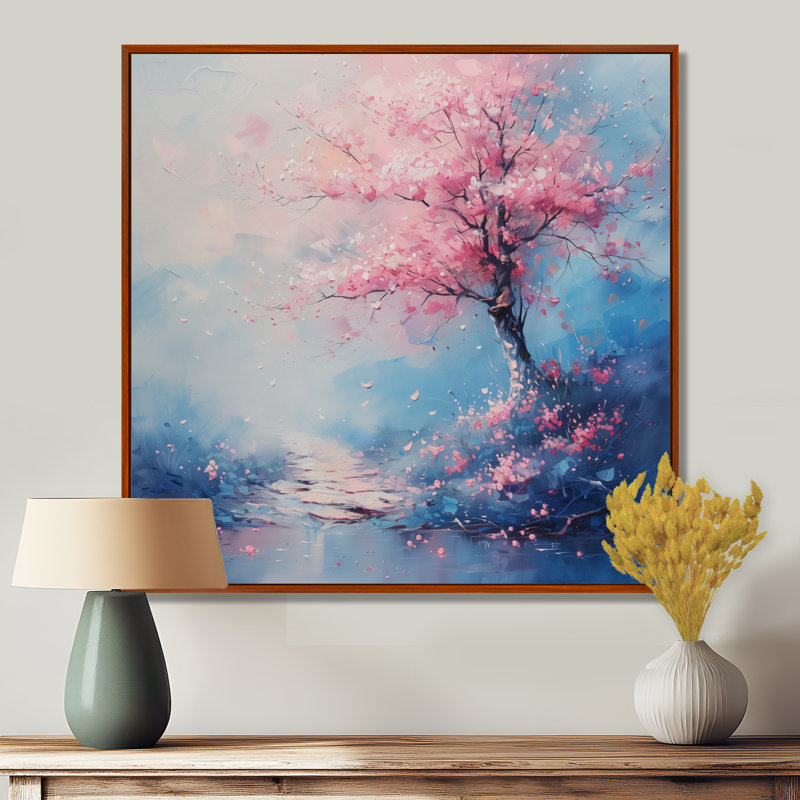 «Arbre de fleurs de cerisier en fleurs au printemps II - Fleurs de cerisier murales dans le salon, Cadre flottant doré