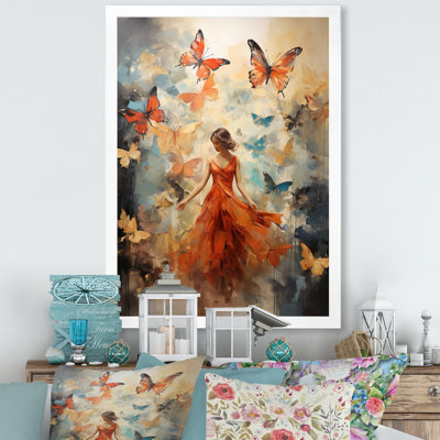 «Butterfly and Woman Dance» - Art mural sur toile