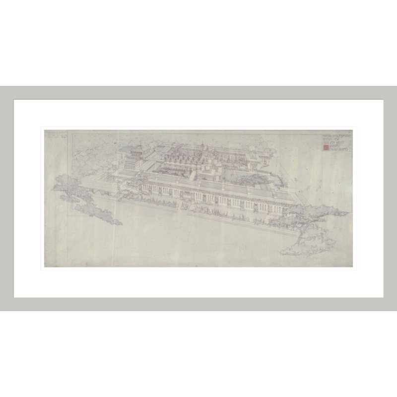 «Imperial Hotel General View» par Frank Lloyd Wright - reproduction giclée encadrée, H 16,74 po x l 29,5 po