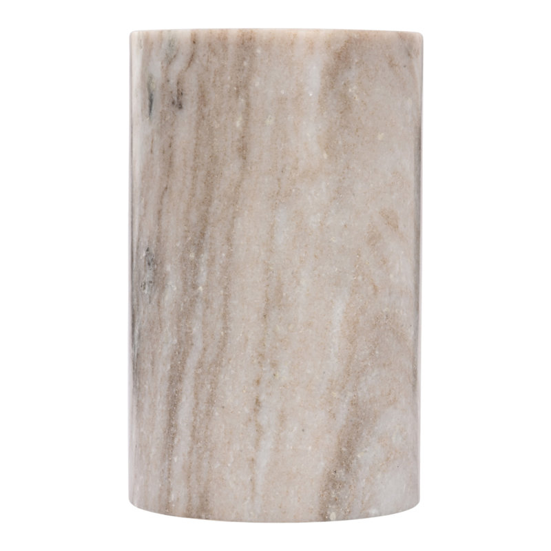 Refroidisseur à vin cylindrique moderne en marbre avec support pour bar à domicile - Ensemble d'accessoires de bar à cocktails contemporain pour comptoir de cuisine - 20 cm, gris