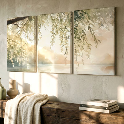 3 pièces d'art mural avec 3 branches, 3 pièces pour décor de salon, de chambre à coucher et de bureau, prêt à être accroché