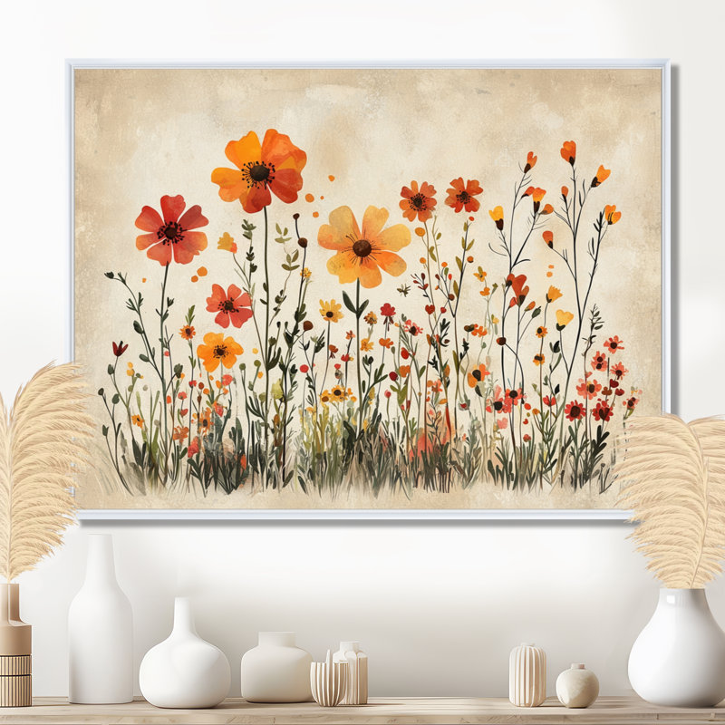 Iverson - Floral Wall Art, 12" H x 20" W, Impression encadrée flottante, Blanc