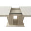 Table de salle à manger rectangulaire extensible, convenant pour 6 à 10 personnes, avec motif de travertin veiné, dimensions 160 à 200 cm, simple et élégante.