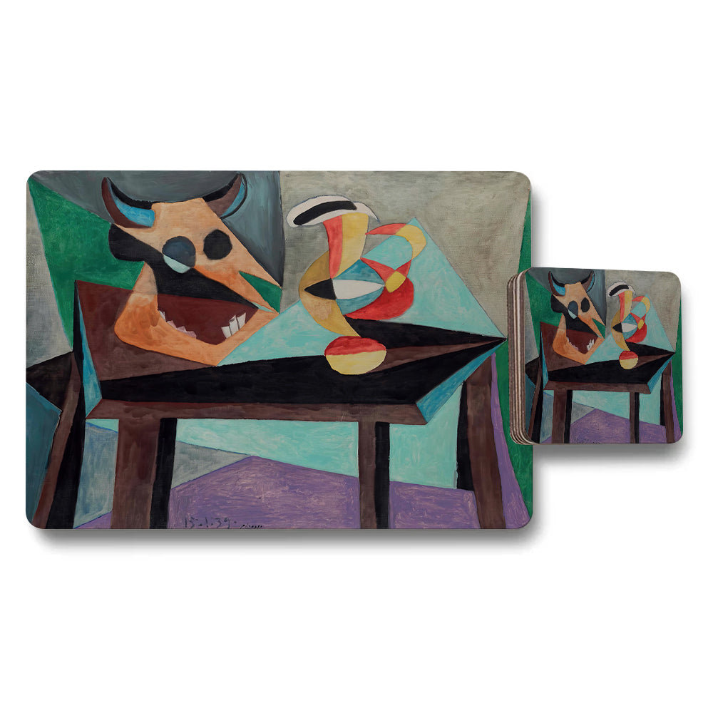 Abstract Geometric Art Placemat Coaster Set For Dining