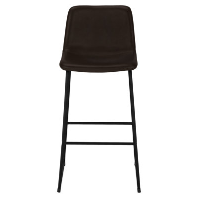 Modern Standing Office Chair With Brown Leather-like Padding And Robust Black Metal Leather-impression Strong Frame For Use