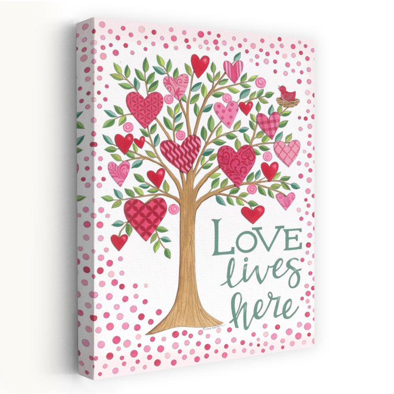 Arbre d'amour abstrait, art contemporain printanier, H 48 po x l 32 po