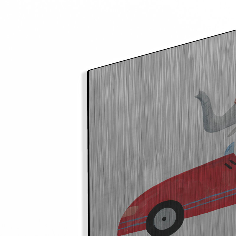  «Éléphant dans une voiture» par Rachel Nieman, art mural en métal, 16 po x 12 po