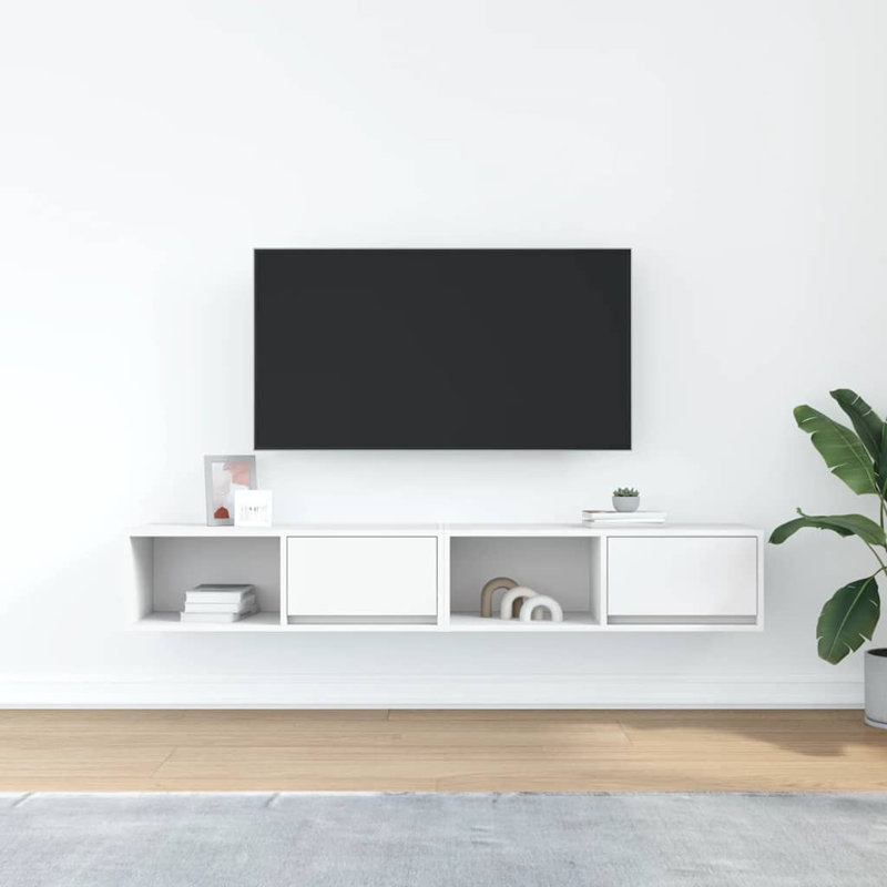 TV Cabinets 2 Pcs 80X31x25.5 Cm Engineered Wood, White, 80 cm