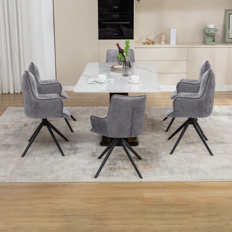 Modern Upholstered Swivel Dining Armchair