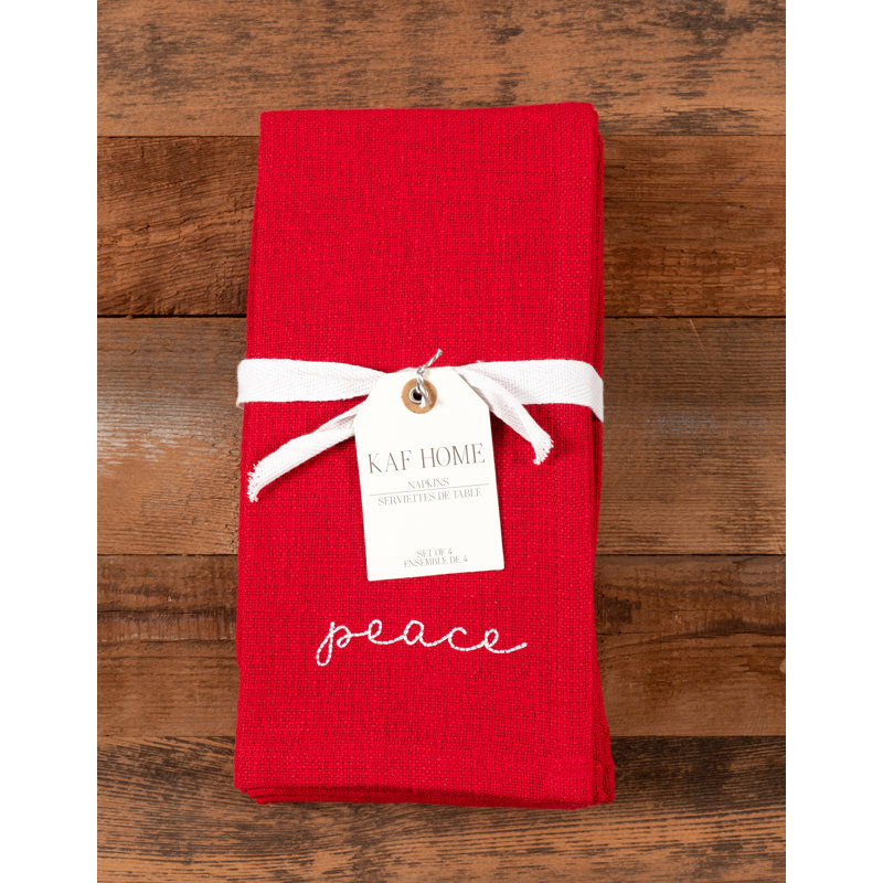 Damali Napkins, Holiday Red Embroidered Monaco