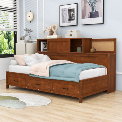 Wood Daybed with Drawers, Shelves, Sockets and USB Ports by Wildon Home