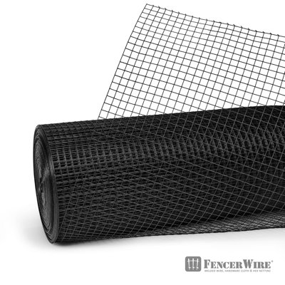 2FT H X 100FT W Black Vinyl Coated Hardware Cloth, 19 Gauge Welded Wire Fence Rolls, Mesh 1/2" X 1/2"