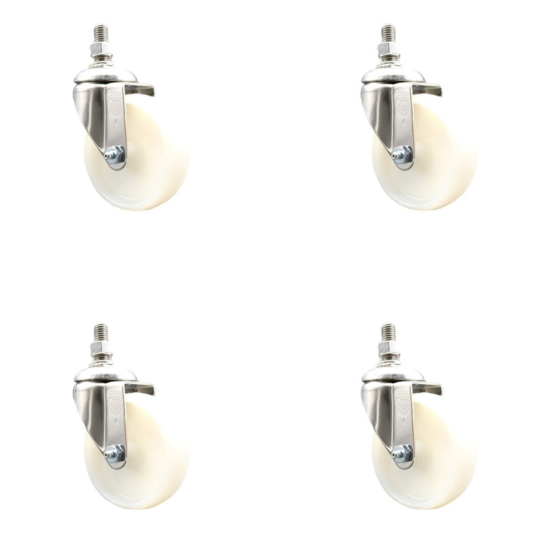 Ensemble de roulettes pivotantes à tige filetée en acier inoxydable 316SS