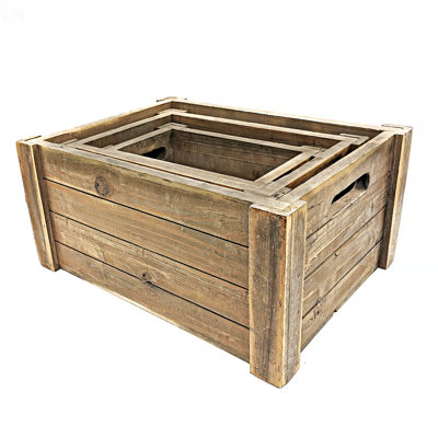 Ensemble de 3 caisses en bois massif
