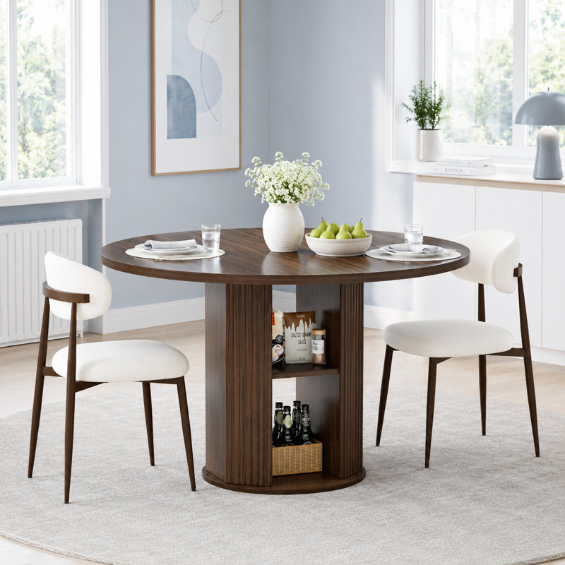 Ensemble de table de salle à manger 3 pièces pour petits espaces, table moderne avec tablette de rangement et 2 chaises