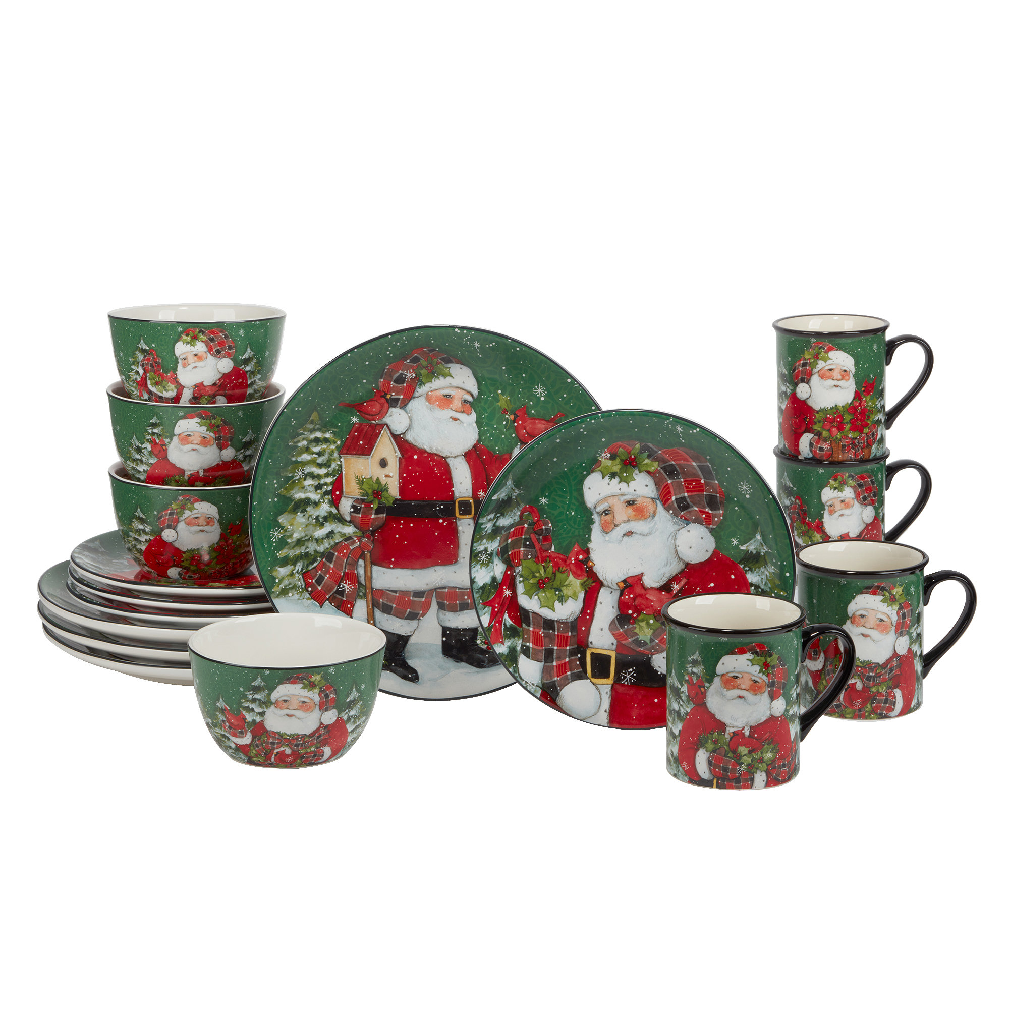Certified International Christmas Lodge Santa 16pc Dinnerware Set & Reviews