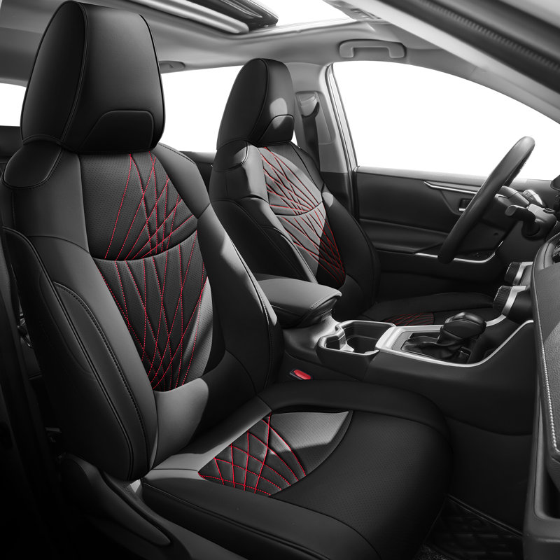 Red Rain Car Seat Cover Leather Seat Covers Custom Fit for Toyota RAV4 2019-2025,Airbag Compatible,Car Seat Cover Full Set for SUV