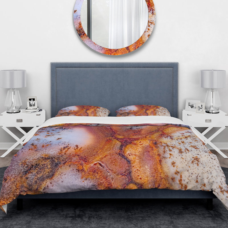 Ensemble de housse de couette en mousse agate avec fissure designart, Housse simple + 1 taie décorative