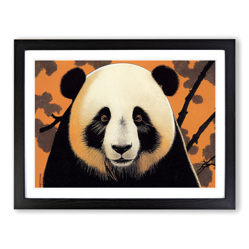 Blessed Panda - Single Picture Frame Print, Black, 46cm H x 64cm W x 2cm D