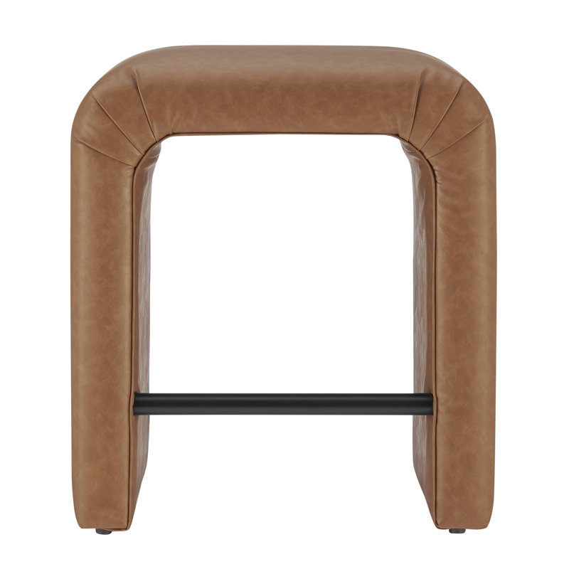 Berik Upholstered Counter Stool, Leather, Brown