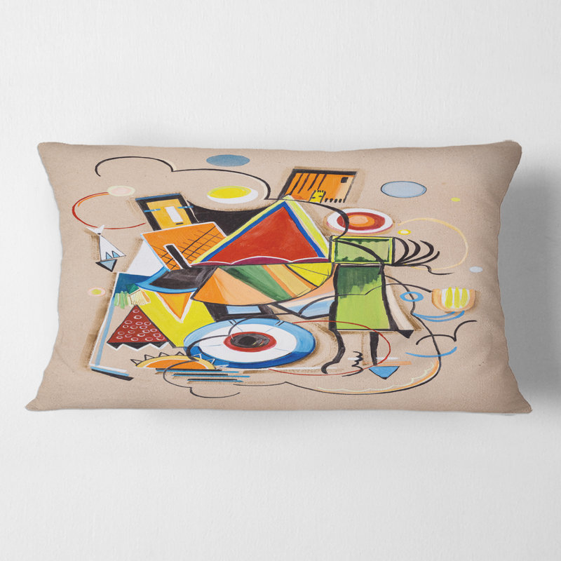 Colored Geometric Abstract Compositions I - Modern Printed Throw Pillow