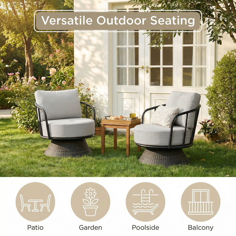 3-Piece Swivel Patio Conversation Set