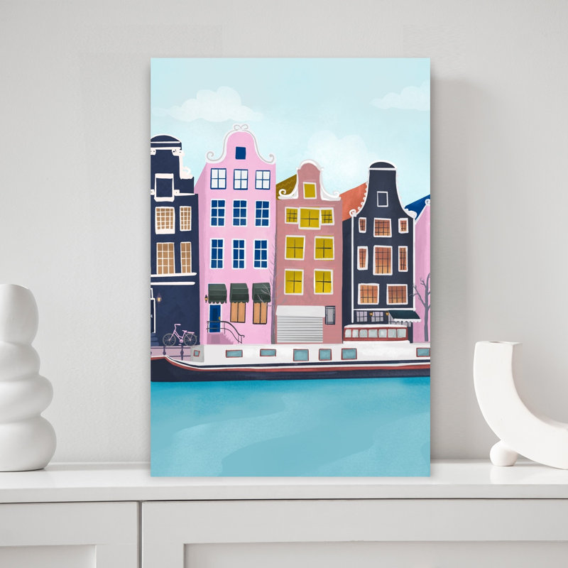 Affiche murale abstraite d'architecture d'Amsterdam, H 18 po x l 12 po