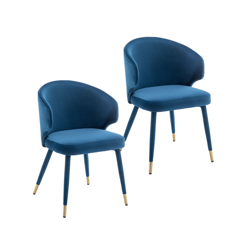 Chaise de salle à manger rembourrée Sumiko, Bleu