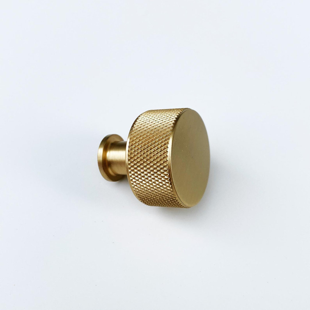 Knurled 1-3/16" Round Knob in Satin Brass Forge Hardware Studio