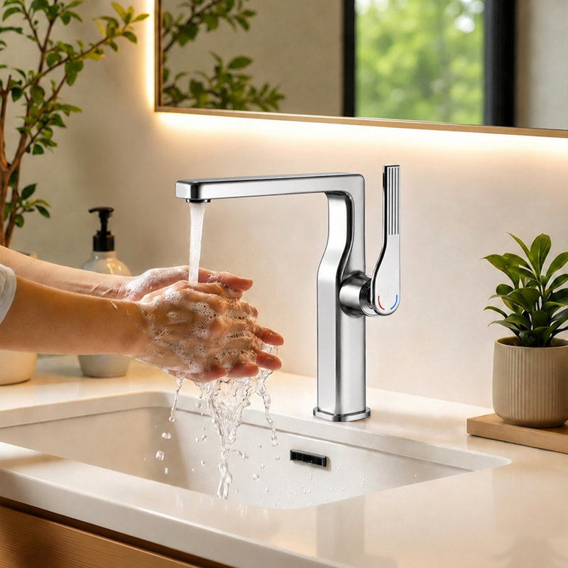 Robinet de salle de bain monocorps et monocommande, Chrome chrome